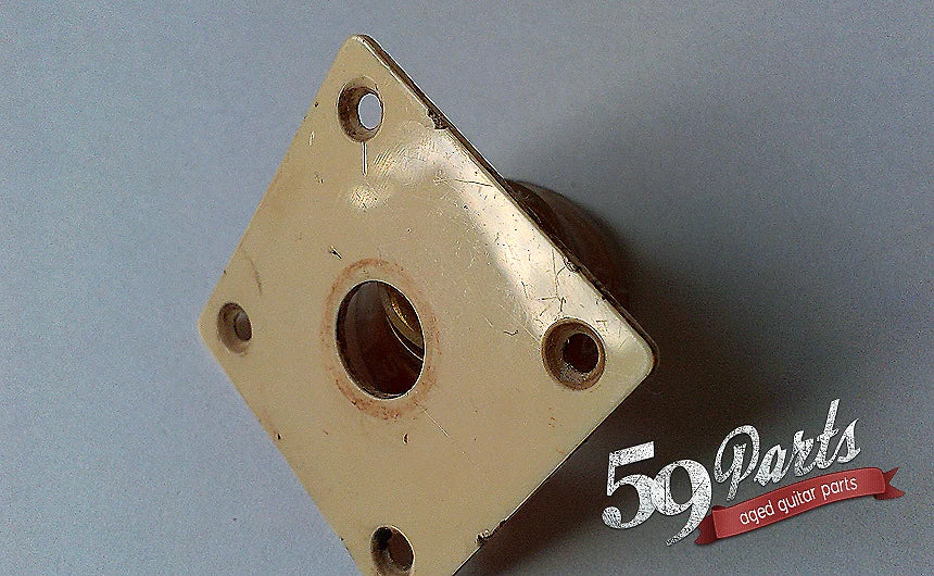 Hand aged square historic Gibson cream jack plate, 1959, Gibson Les Paul, relic, 59 Parts