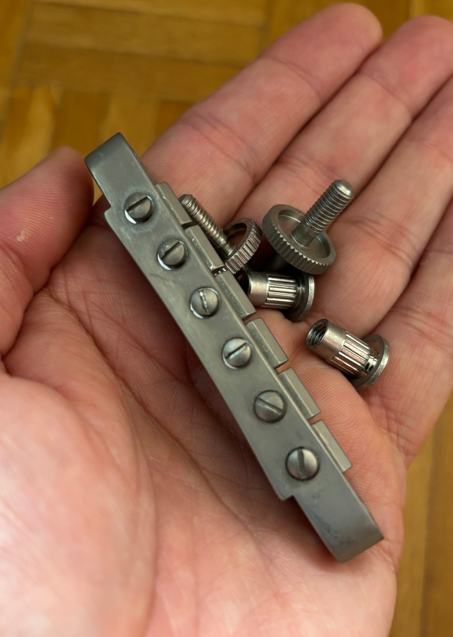 Aged Nashville Tune-O-Matic bridge for Gibson guitars, relic nickel