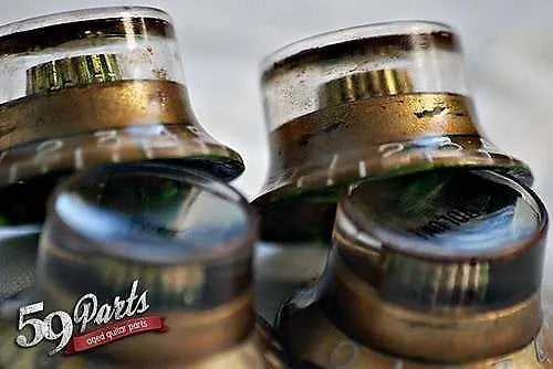 Aged Gibson Les Paul Top Hat Reflector knobs gold, relic, set of 4, 1959 Historic, 59 Parts