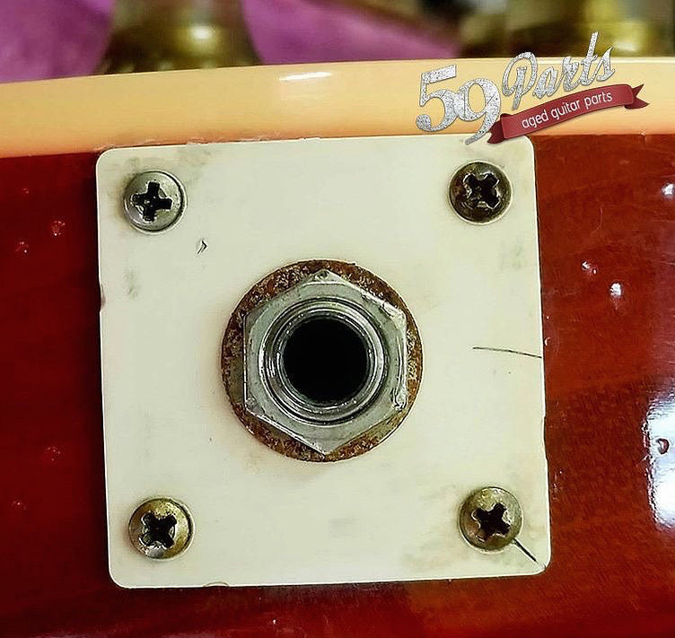 Hand aged square historic Gibson cream jack plate, 1959, Gibson Les Paul, relic, 59 Parts