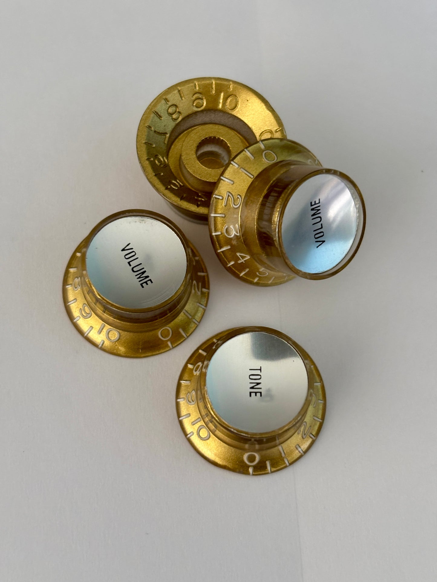 Reflector knobs gold/silver, set of 4, US Size, new