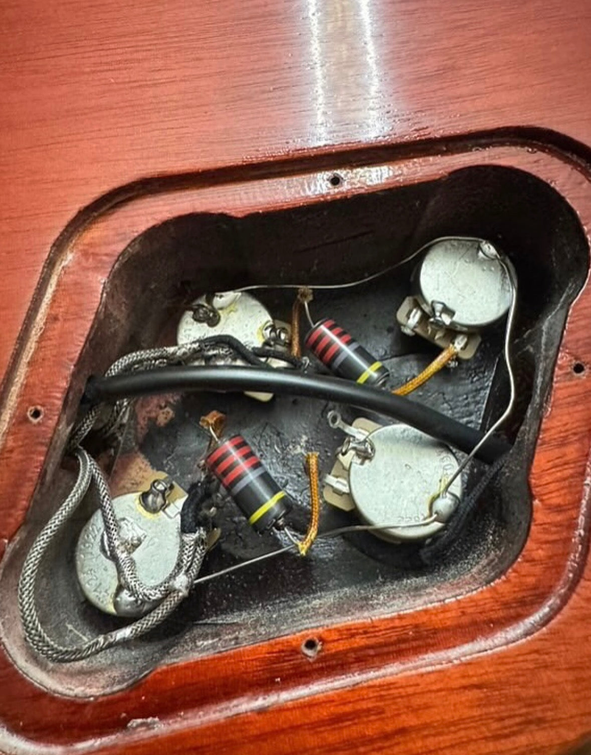 50's vintage pre-wired Les Paul harness w/Crazyparts Bumblebees, short shaft pots