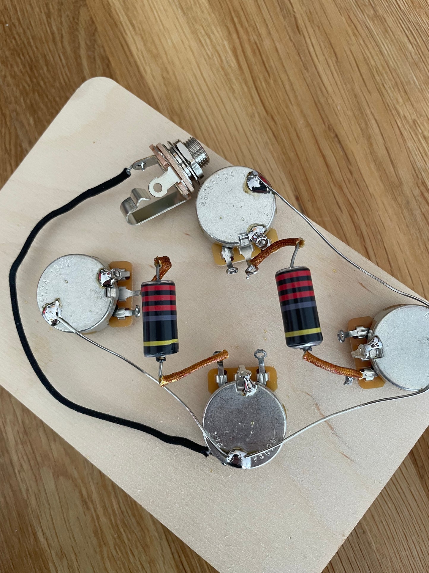 50's vintage pre-wired Les Paul harness w/Crazyparts Bumblebees, long shaft pots