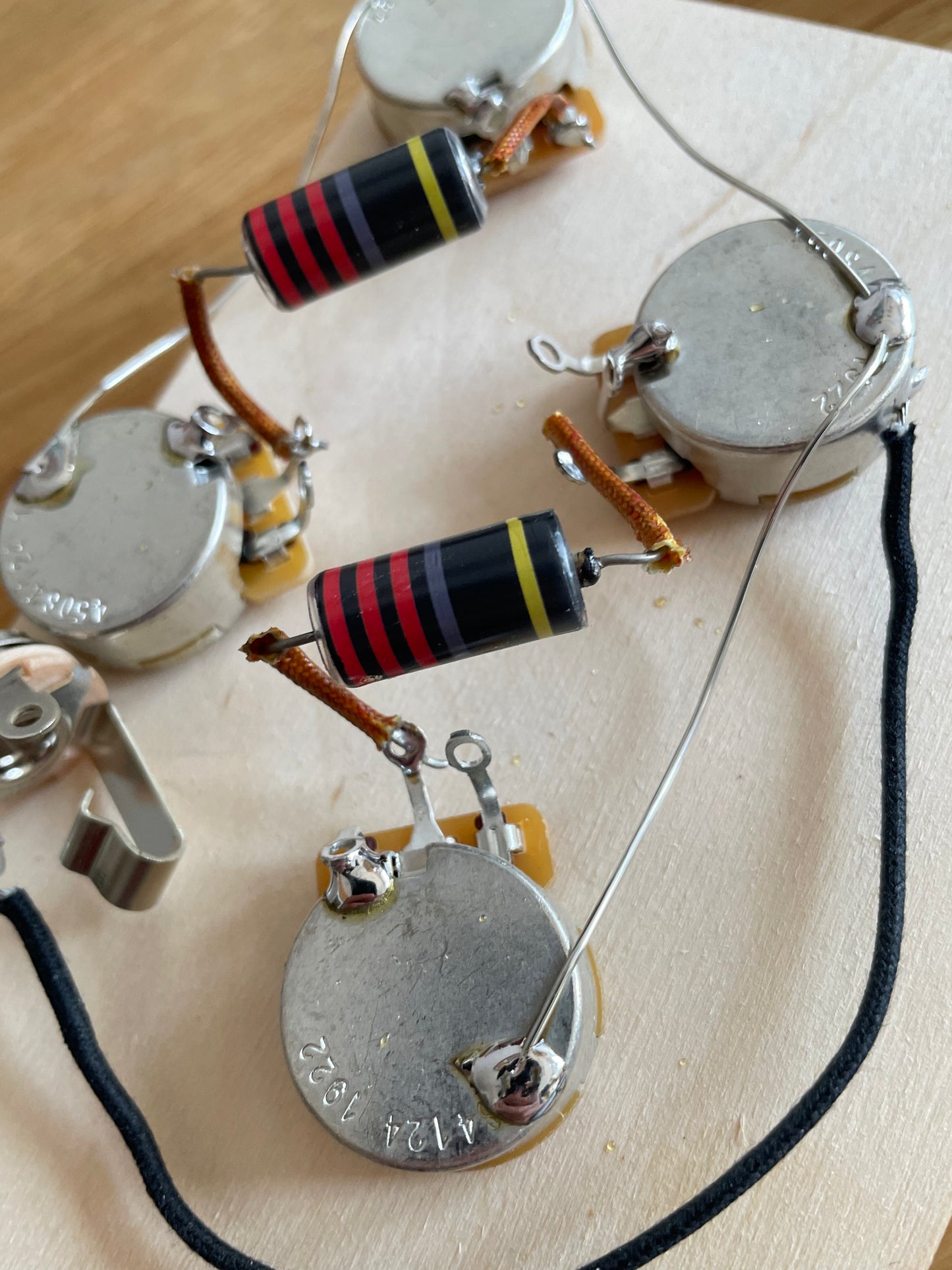 50's vintage pre-wired Les Paul harness w/Crazyparts Bumblebees, long shaft pots