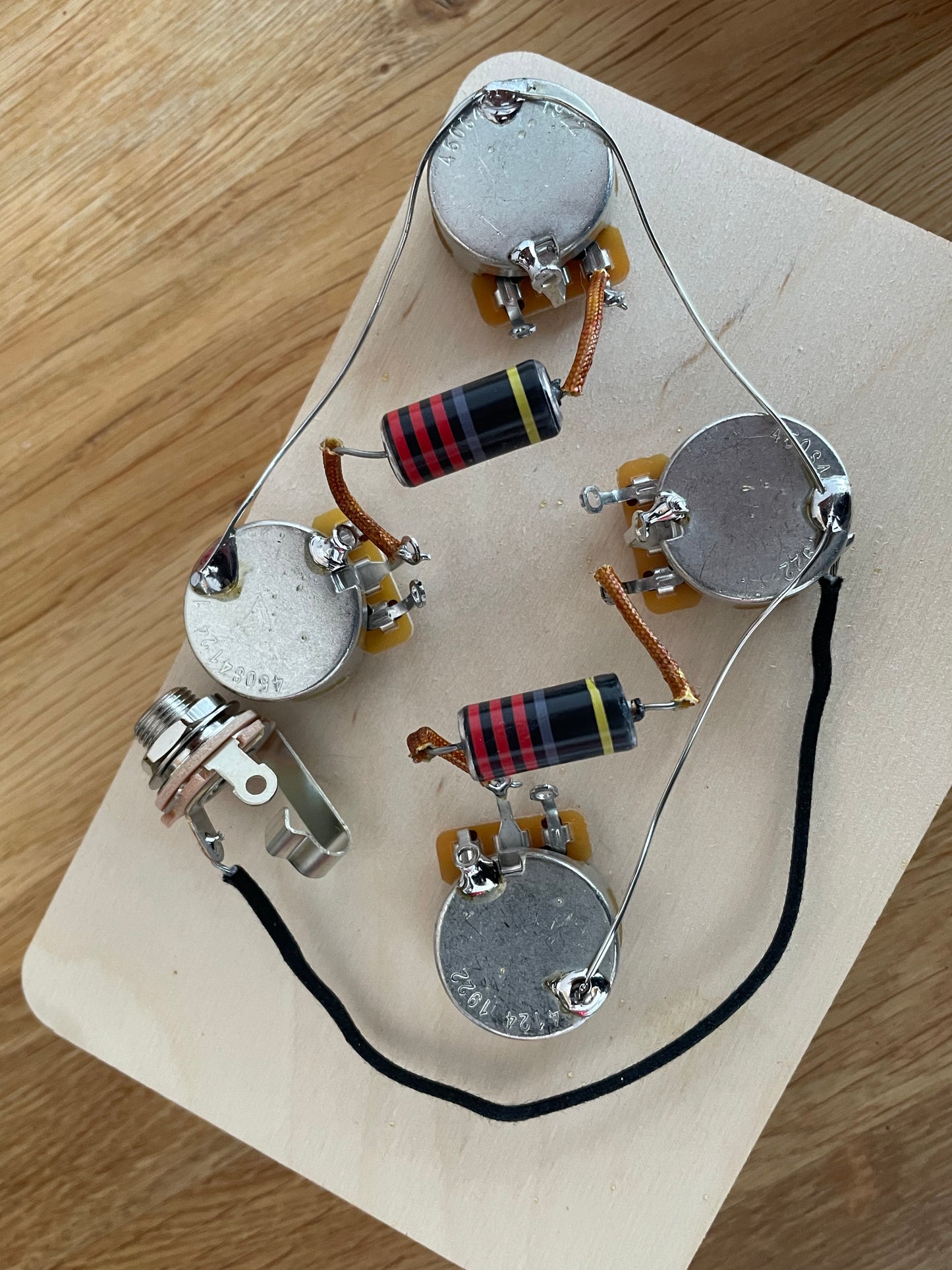 50's vintage pre-wired Les Paul harness w/Crazyparts Bumblebees, long shaft pots