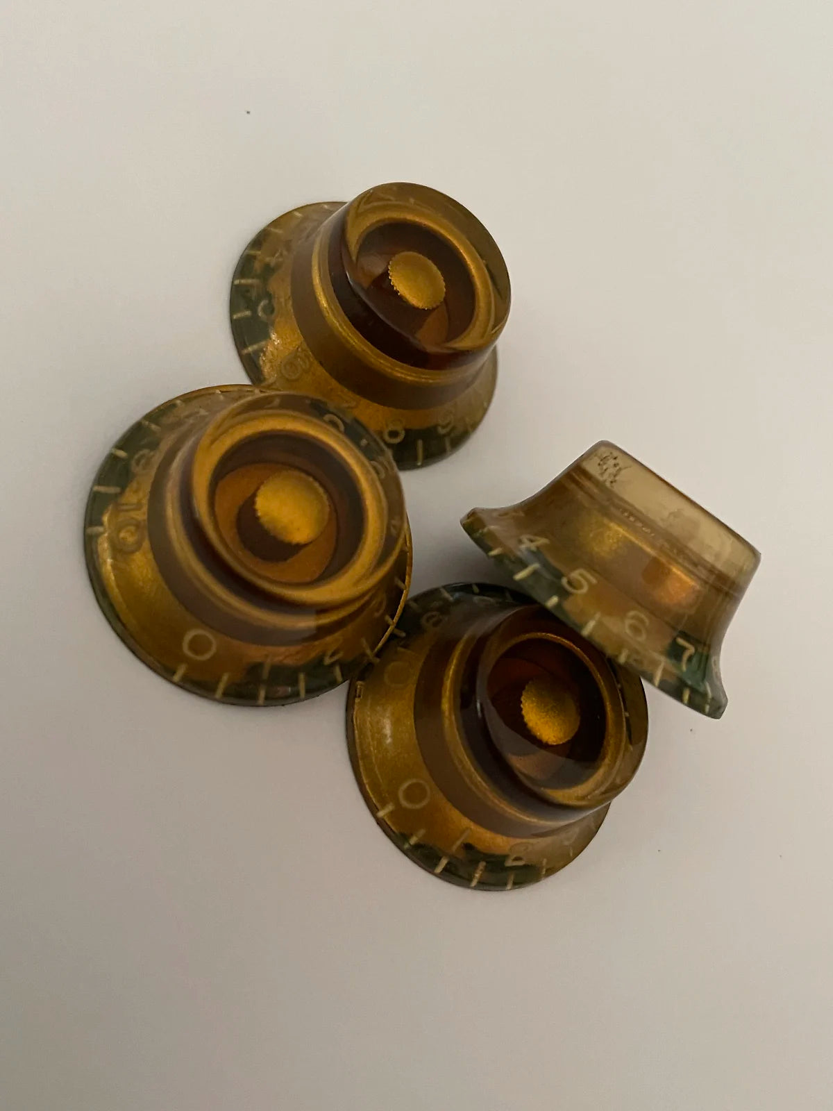 Set of 4 CAB Aged Gibson Les Paul BURST Top Hat Bell knobs gold, relic, 1959 Historic Les Paul 59 Parts