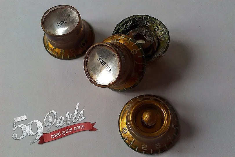 Set of 4 Hand Aged Gibson Les Paul Mismatched knobs, relic, aged, Gary Moore 1959 Historic Les Paul, 59 Parts