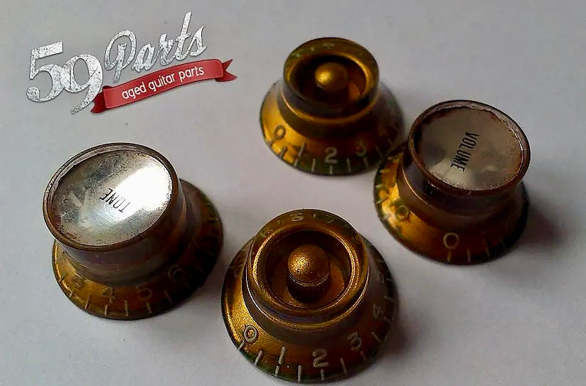 Set of 4 Hand Aged Gibson Les Paul Mismatched knobs, relic, aged, Gary Moore 1959 Historic Les Paul, 59 Parts