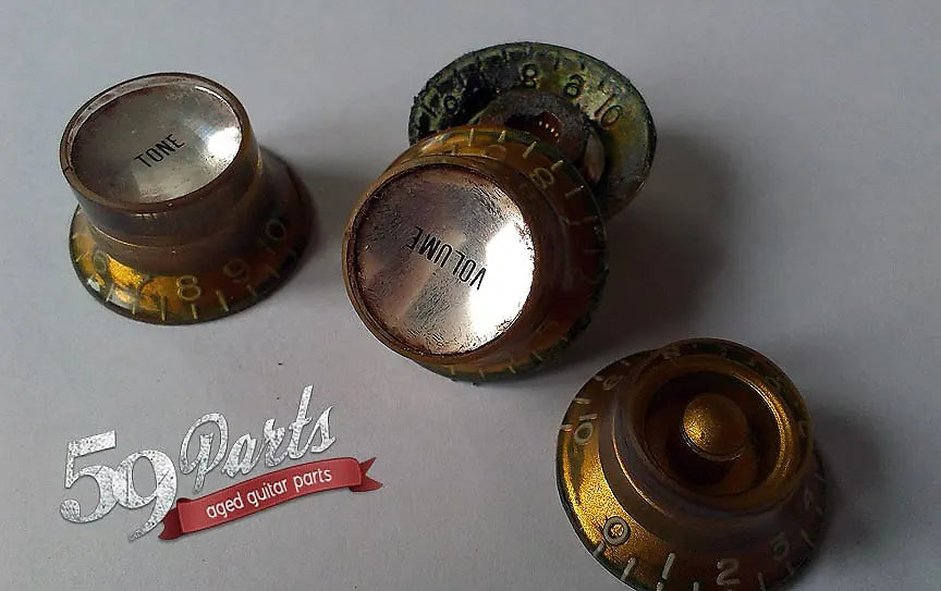 Set of 4 Hand Aged Gibson Les Paul Mismatched knobs, relic, aged, Gary Moore 1959 Historic Les Paul, 59 Parts