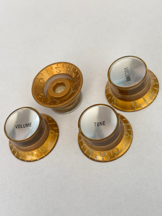 Reflector knobs gold/silver, set of 4, US Size, new