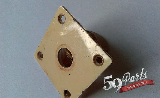 Hand aged square historic Gibson cream jack plate, 1959, Gibson Les Paul, relic, 59 Parts