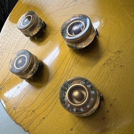 Aged Gibson Les Paul Speed Knobs gold, relic, 1959 Historic Les Paul, set of 4, 59 Parts