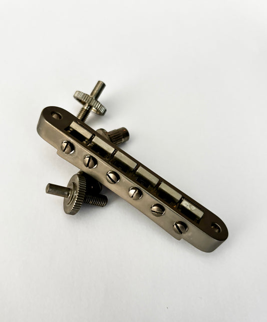 Aged Nashville Tune-O-Matic bridge for Gibson guitars, relic nickel