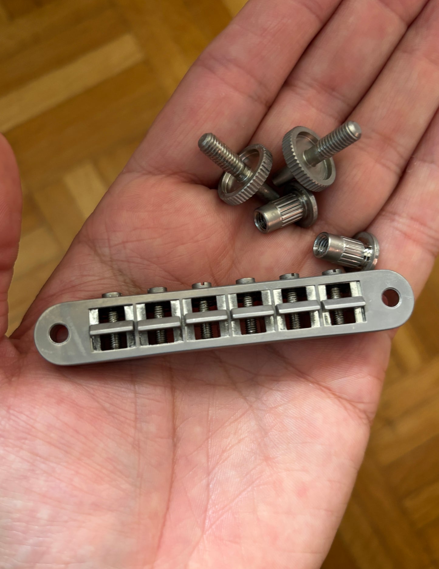 Aged Nashville Tune-O-Matic bridge for Gibson guitars, relic nickel