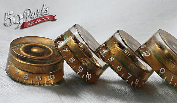 Aged Gibson Les Paul Speed Knobs gold, relic, 1959 Historic Les Paul, set of 4, 59 Parts