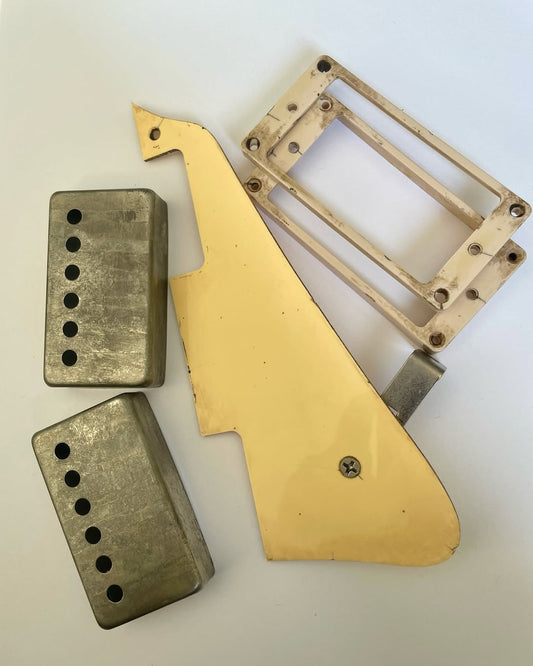 Aged Les Paul Pickguard, historic rings and covers set, CREAM, for Gibson Les Paul Historic, 59 Parts