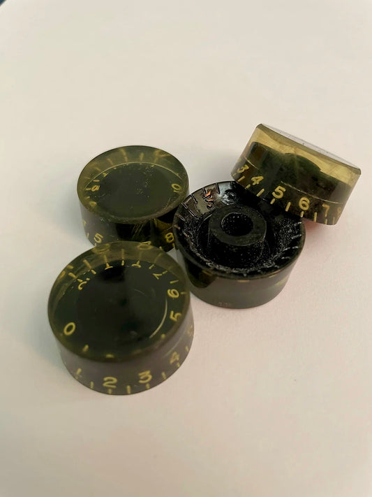 Aged Gibson Les Paul Speed Knobs black, relic, set of 4, 1959 Historic Les Paul, 59 Parts