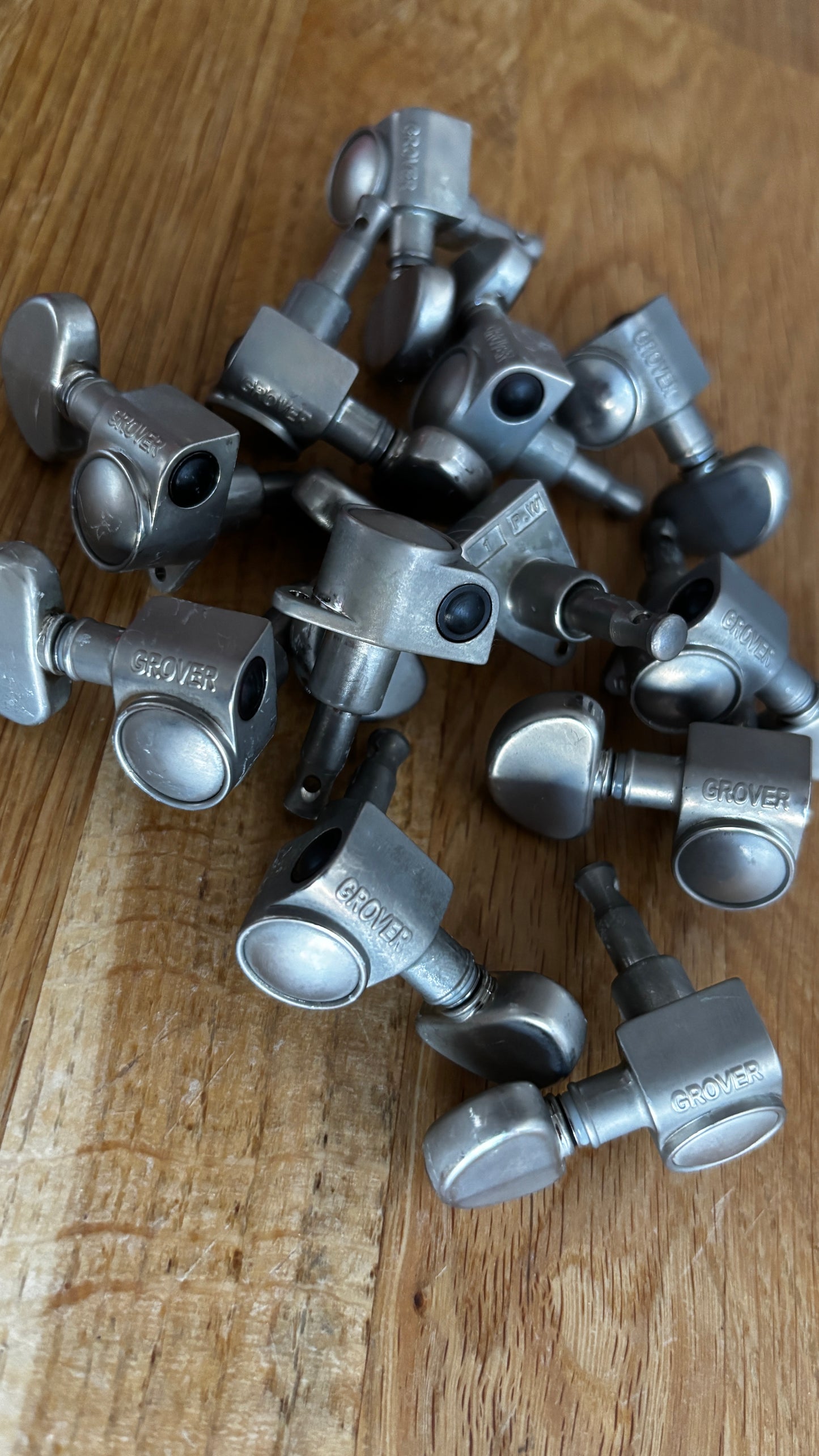 Set of 6 Grover Rotomatic Aged tuners, nickel Gibson, Les Paul, relic
