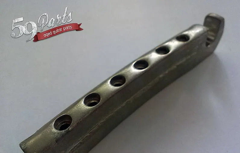 Aged aluminium lightweight tailpiece w/posts, Gibson Historic PTTP-060 stoptail, relic
