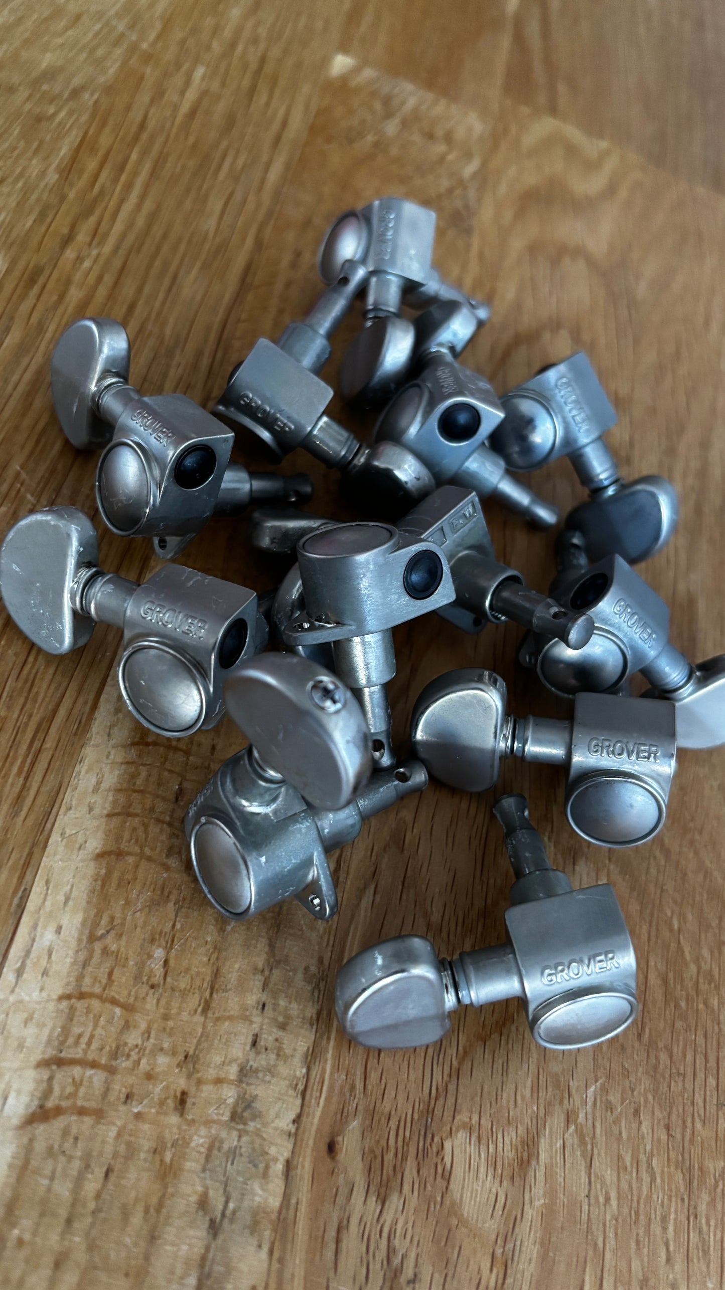 Set of 6 Grover Rotomatic Aged tuners, nickel Gibson, Les Paul, relic