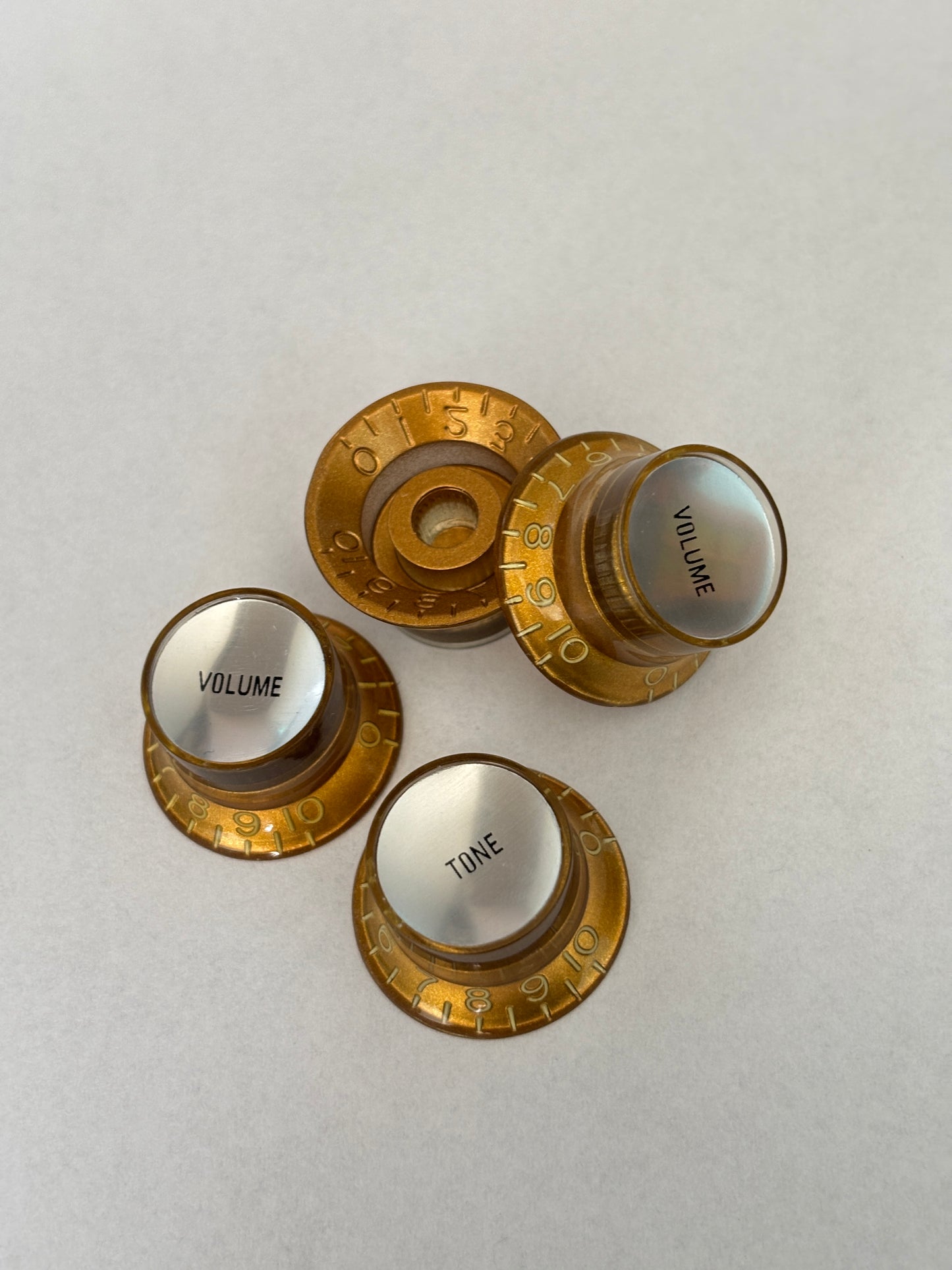 Reflector knobs gold/silver, set of 4, US Size, new