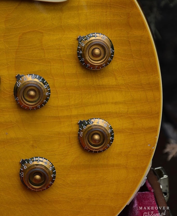 Aged Top Hat knobs gold, US size, Gibson, set of 4