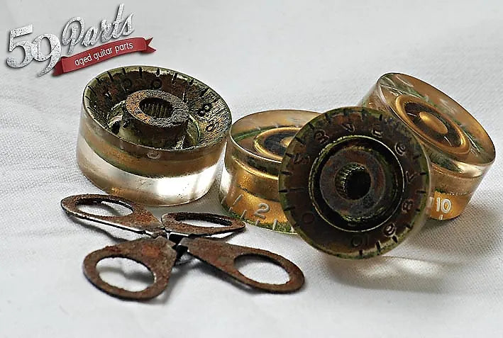 Aged Gibson Les Paul Speed Knobs gold, relic, 1959 Historic Les Paul, set of 4, 59 Parts