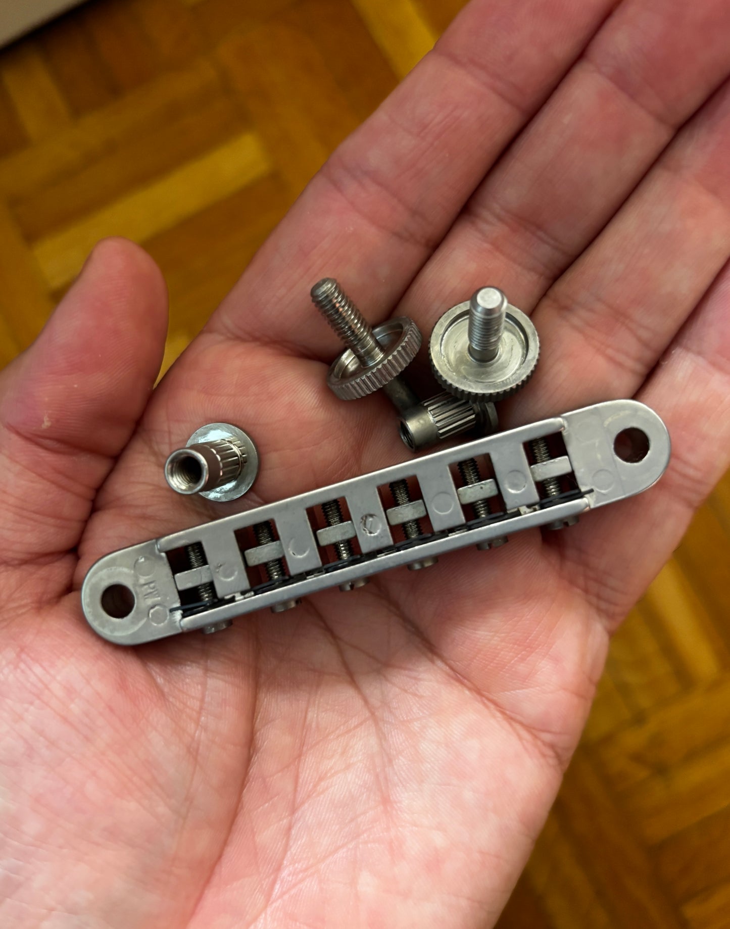 Aged Nashville Tune-O-Matic bridge for Gibson guitars, relic nickel