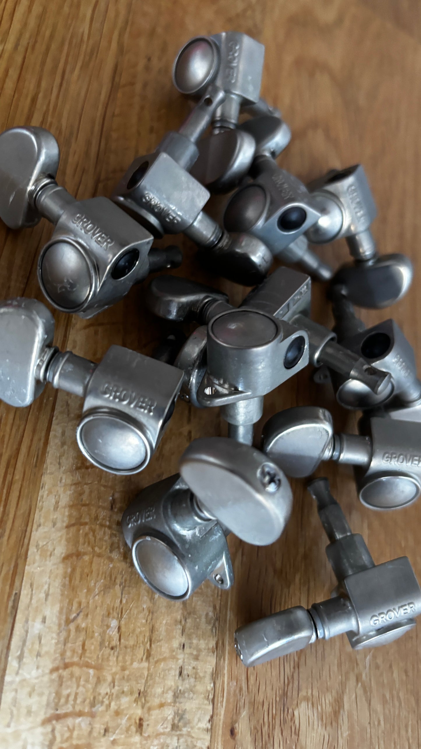 Set of 6 Grover Rotomatic Aged tuners, nickel Gibson, Les Paul, relic