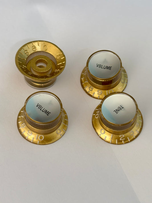 Reflector knobs gold/silver, set of 4, US Size, new