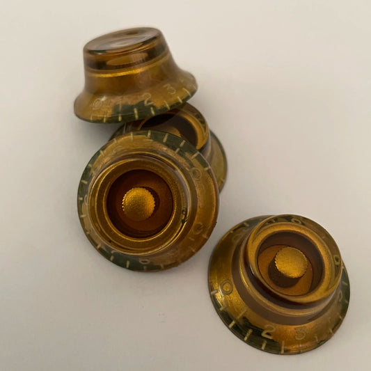 Set of 4 CAB Aged Gibson Les Paul BURST Top Hat Bell knobs gold, relic, 1959 Historic Les Paul 59 Parts