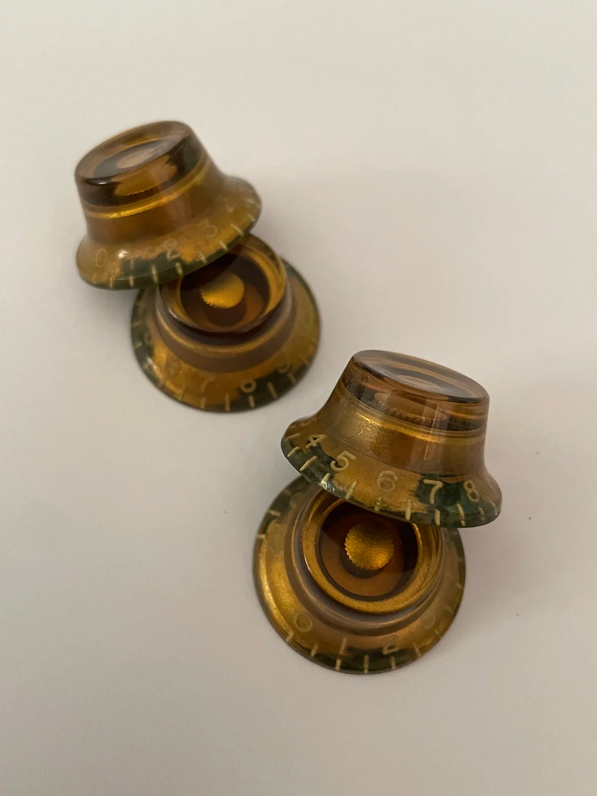 Set of 4 CAB Aged Gibson Les Paul BURST Top Hat Bell knobs gold, relic, 1959 Historic Les Paul 59 Parts